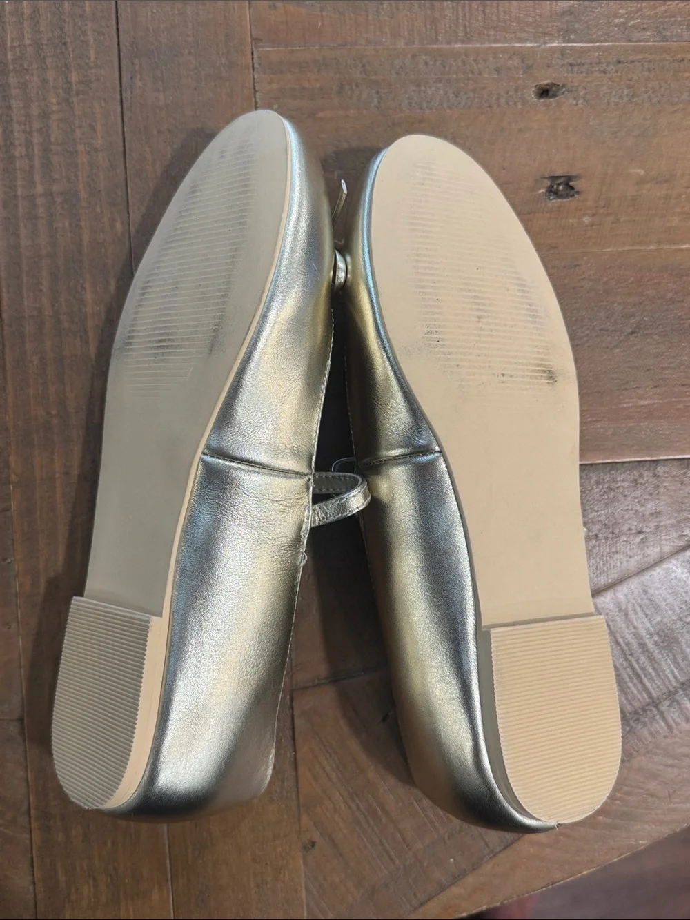 Janie and Jack Metallic Gold Mary Jane Flats with Bow Strap